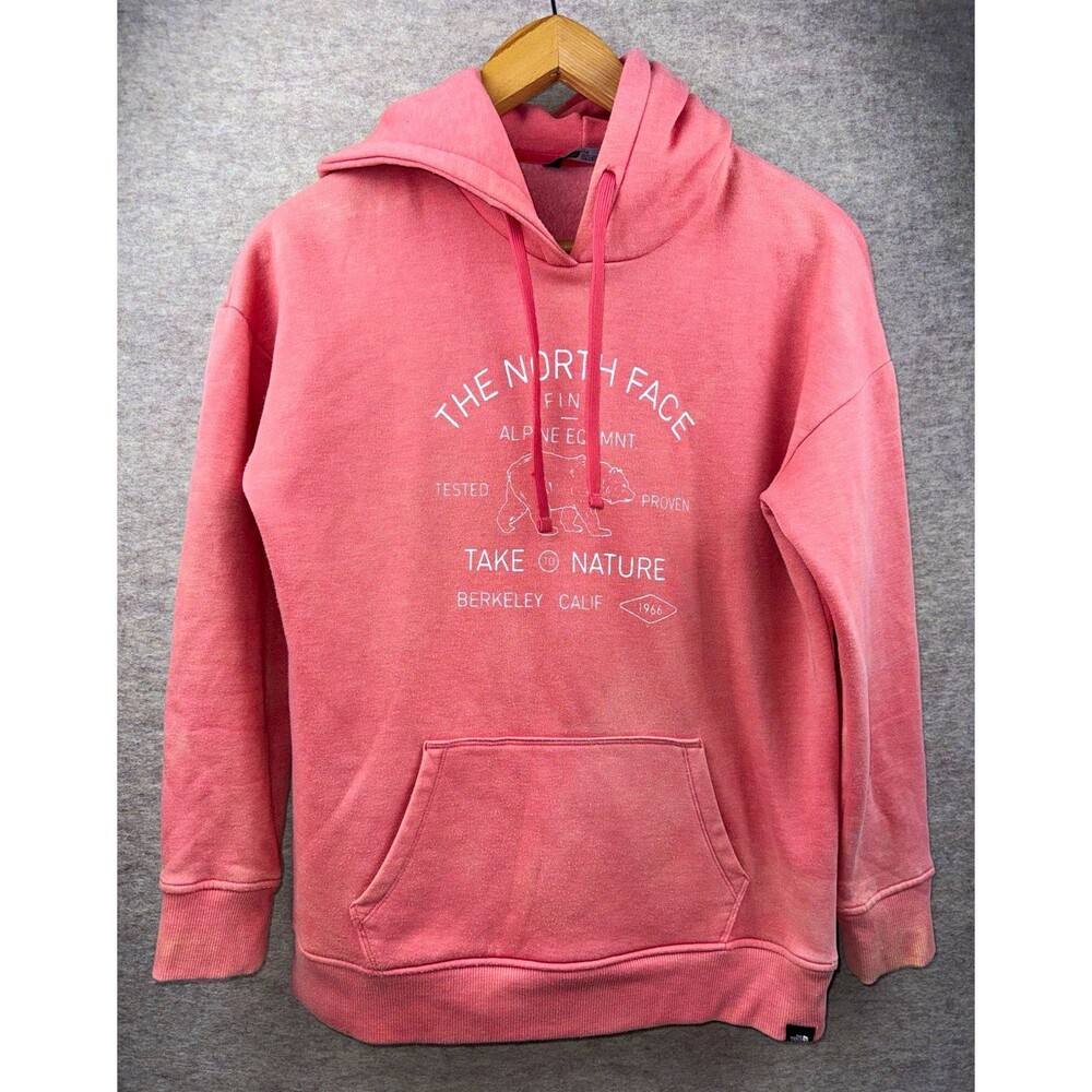 The North Face Women’s Size L Pink Pullover Fleece Hoodie Pockets Logo